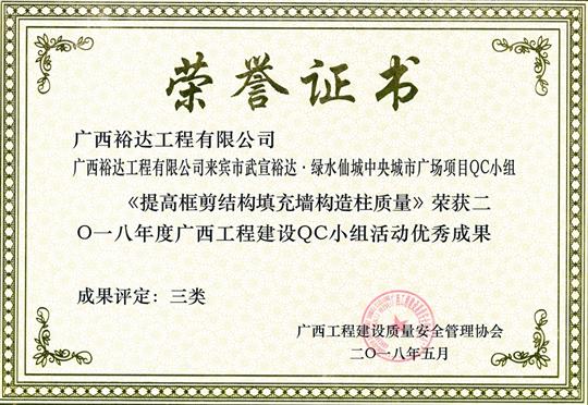 2018年度广西球王会电竞官方官网,球王会（中国）
建设QC小组活动优秀成果
